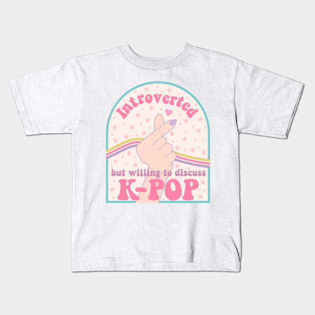 Introverted but willing to discuss k-pop hand white Kids T-Shirt by rachelaranha